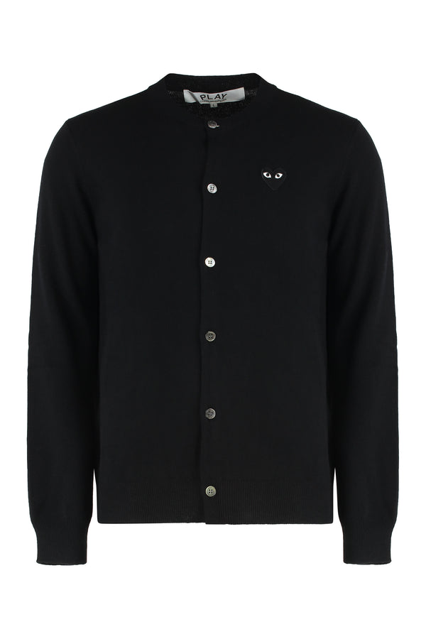 Wool Cardigan With Logo Detail Black Cardigans