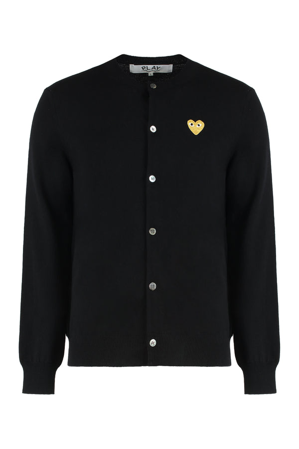 Wool Cardigan With Logo Detail Black Cardigans