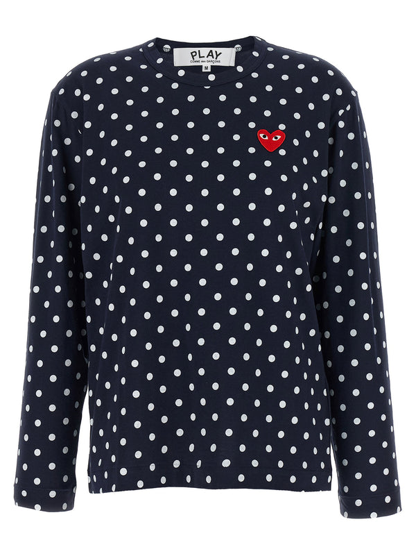 Comme Des Garçons Play فستان منقط قطن قميص — كحلي