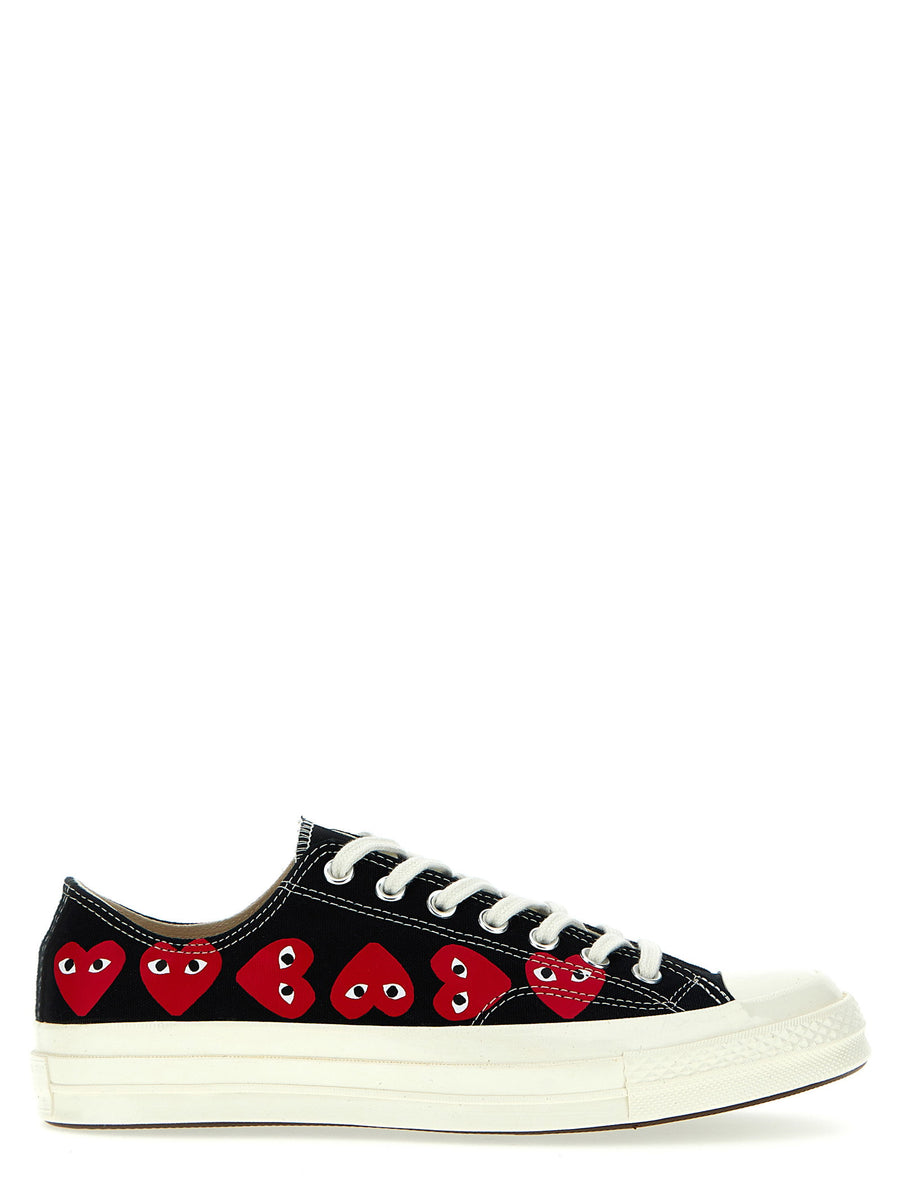 Comme Des Garçons Play Heart-Print Canvas Sneaker — Black