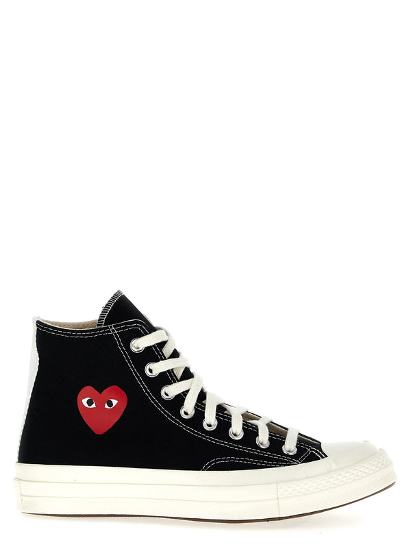حذاء رياضي مرتفع Comme Des Garçons Play هارت شعار كانفا — أسود