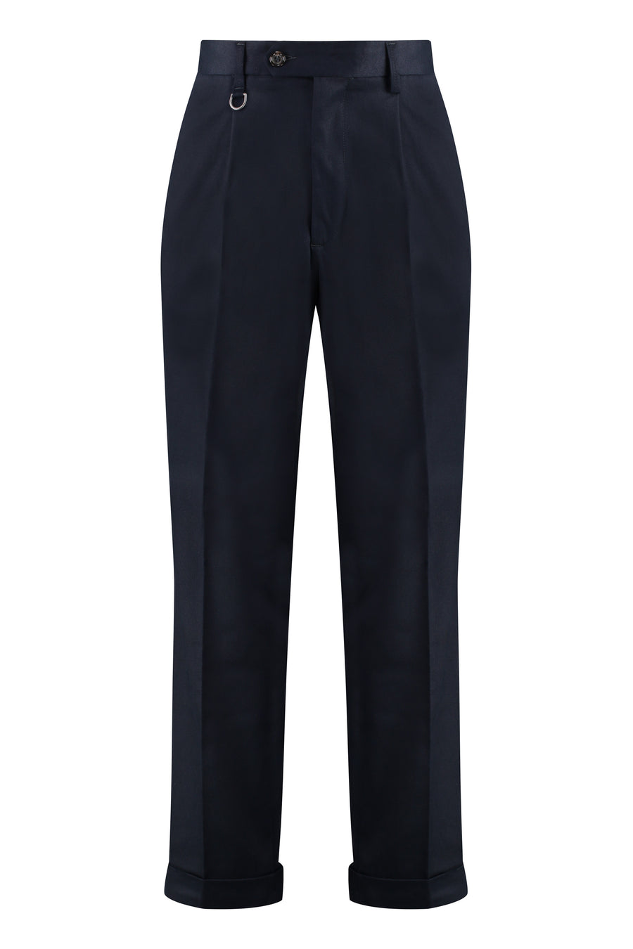 Cotton-Blend Roll-Up Trousers Blue Lycra