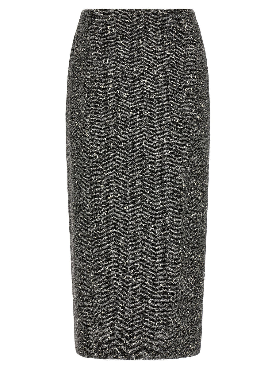 Valentino Garavani Chevron Bouclé Skirt — Black