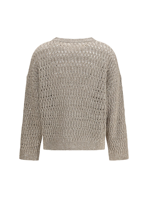 Openwork Sweater Taupe Silk