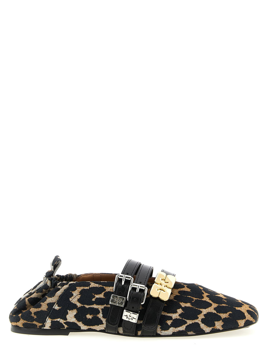 Ganni Sue Triple Ballet Flat — Black