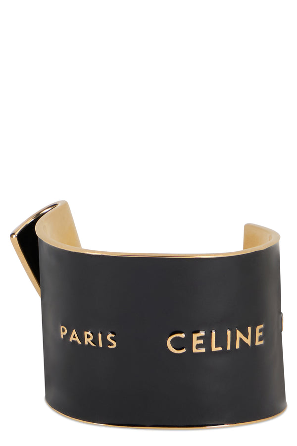 Rigid Bracelet With Enamel Ribbon, Black Brass Bracelets
