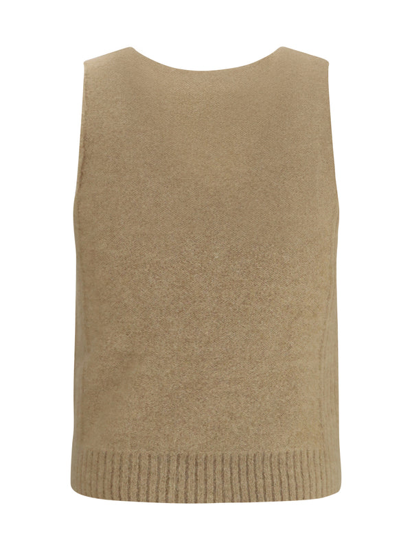 Sweater Vest Striped Ecru Alpaca (vicugna Pacos)