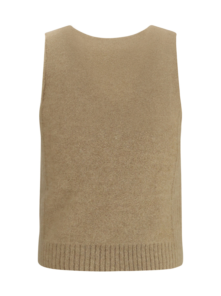 Sweater Vest Striped Ecru Alpaca (vicugna Pacos)