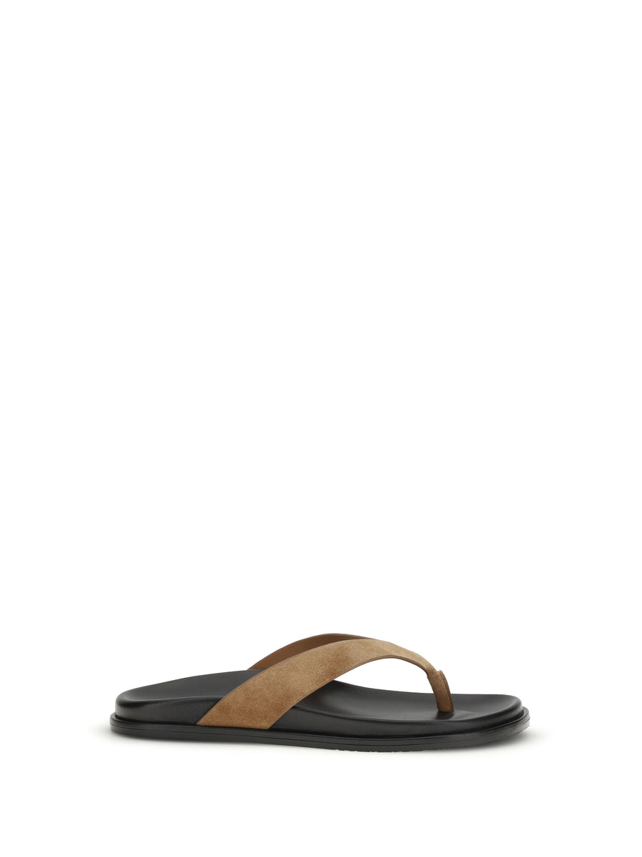 Stuart Weitzman 100% Calf Leather Bos Taurus flip-flop sandals in brown