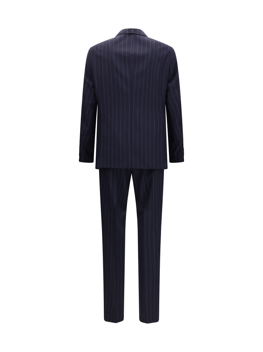 Suit Striped Virgin Wool Dark Blue Merino Suits
