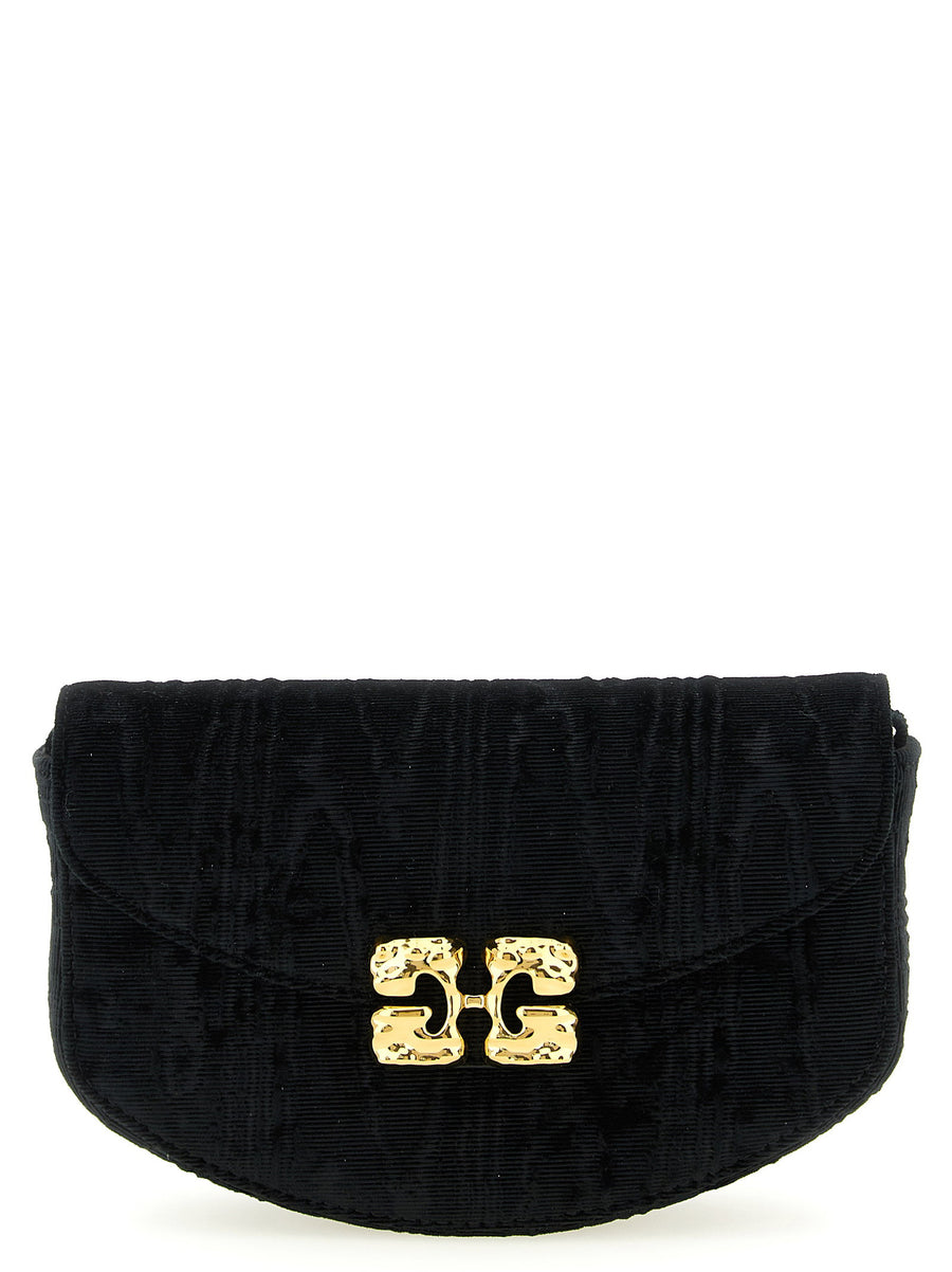 Ganni Moiré Velvet Wallet — Black
