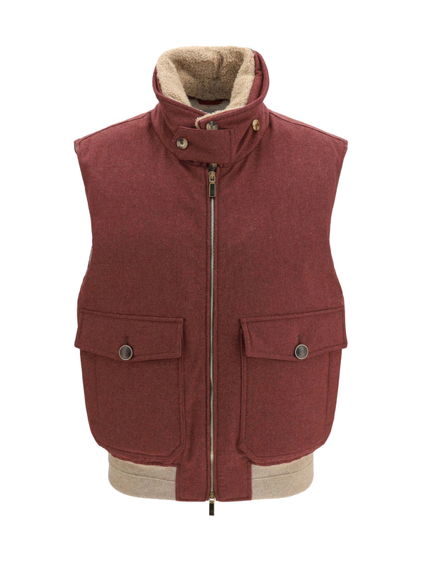 Brunello Cucinelli Outer: 100% wool; Inner: 100% goose down vest in red