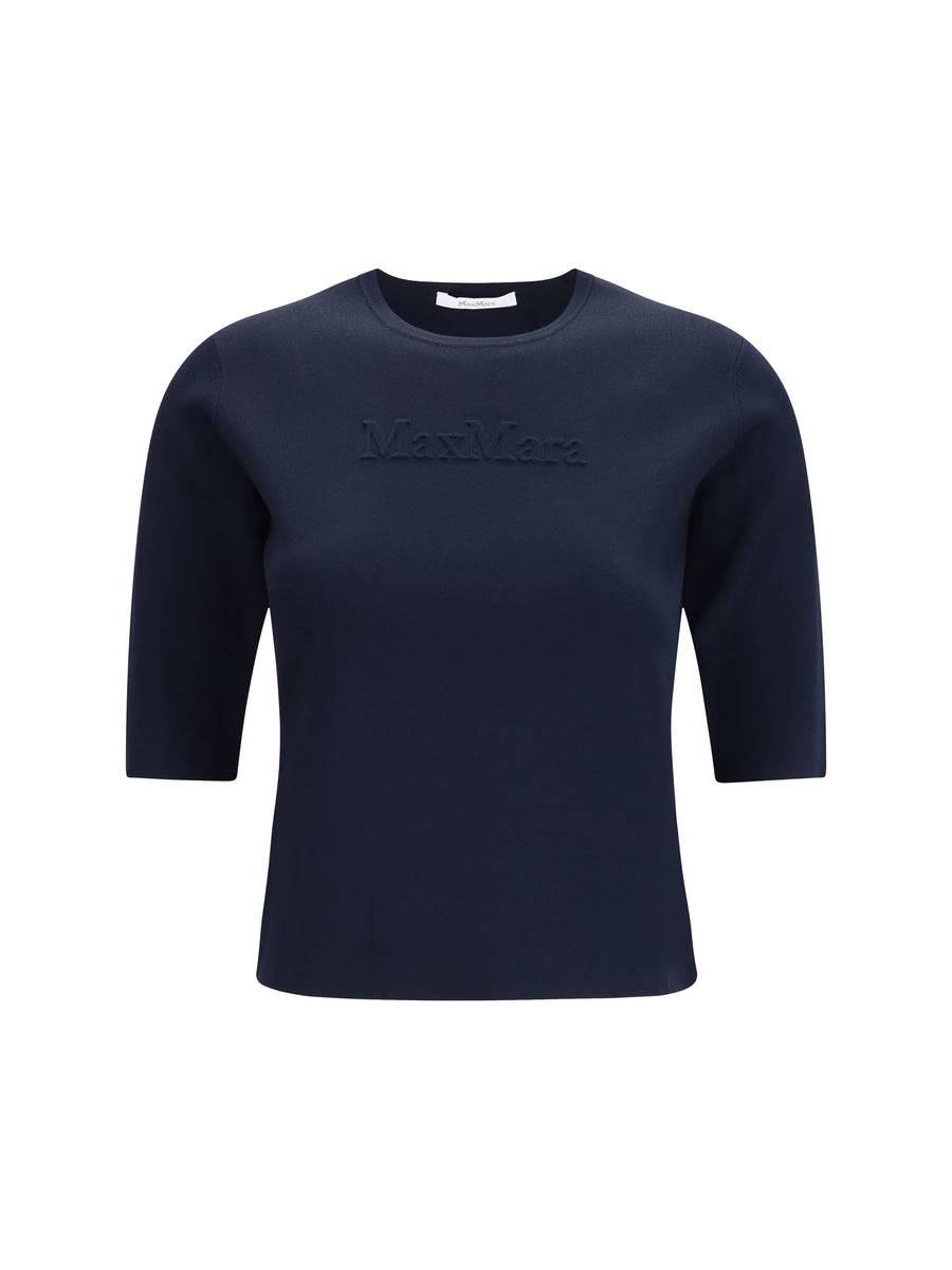 Max Mara Pure 65% Viscose; 35% Polyamide t-shirt in navy