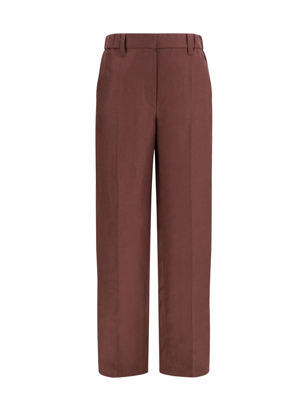 Brunello Cucinelli 100% Linen trousers in brown