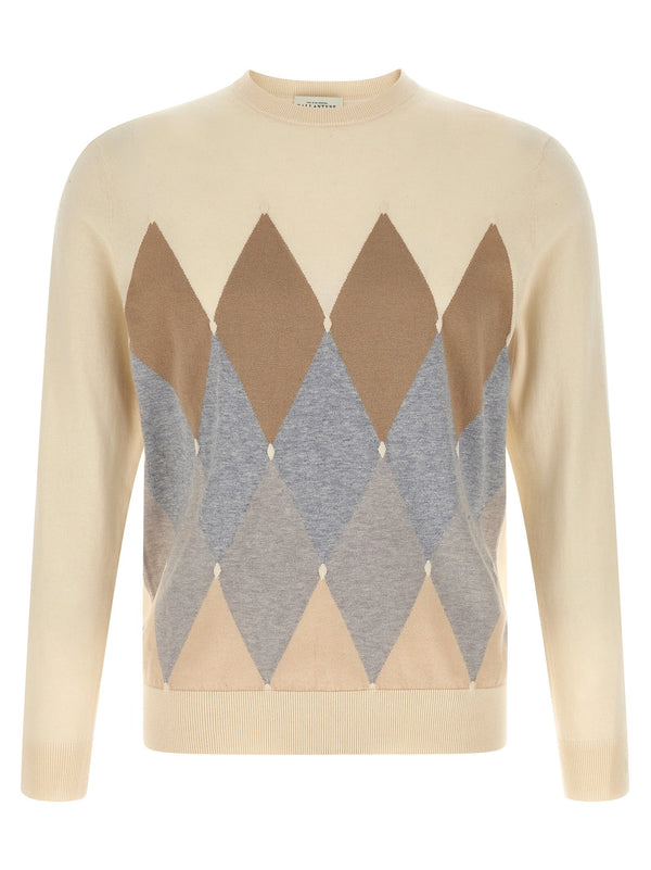 Ballantyne Argyle Jacquard Sweater — Cream