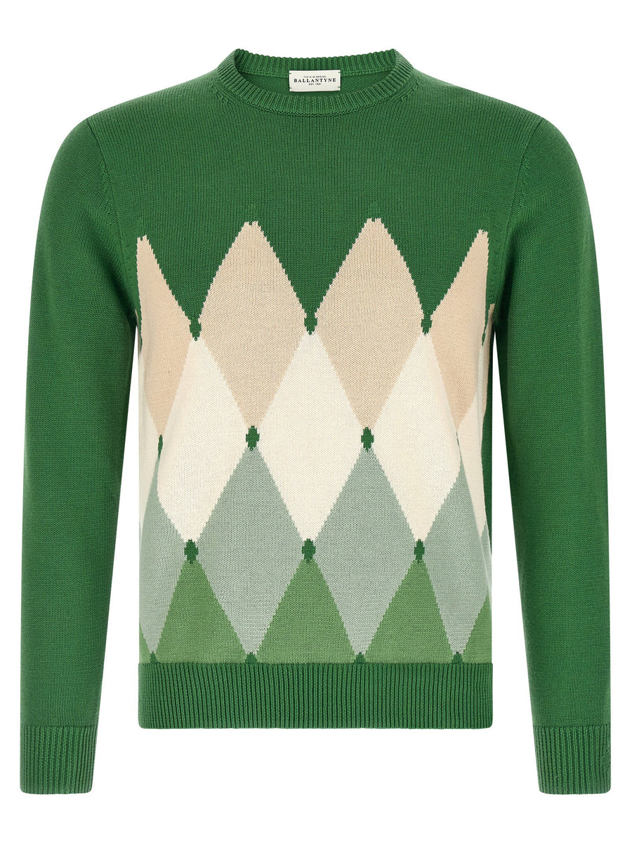 Ballantyne Argyle Jacquard Sweater — Green