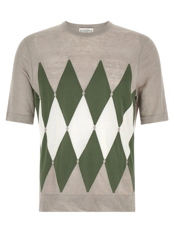 Ballantyne Argyle Jacquard T-shirt — Beige