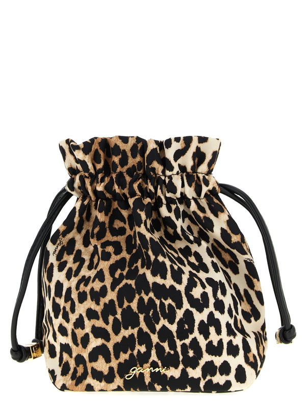 Ganni Nylon clutch in beige