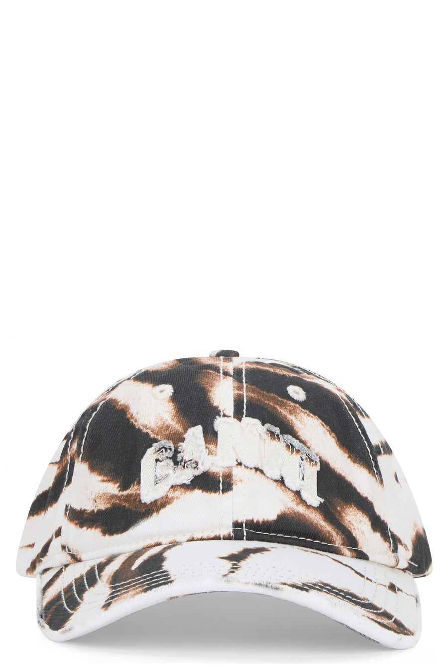 Cap With Animal-Print Visor, Egret Cotton Hat