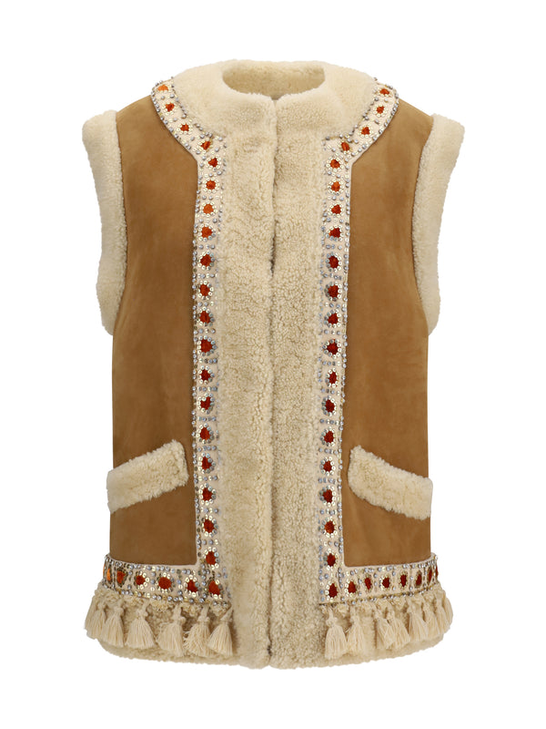 Valentino 100% Lamb Ovis Aries vest in camel