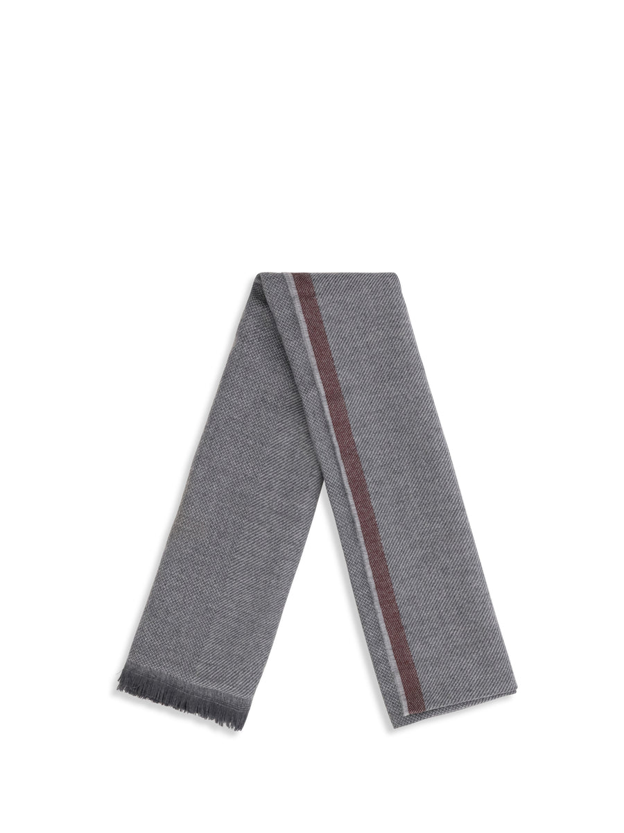 Cashmere Scarf Grey-Burgundy Grey/burgundy