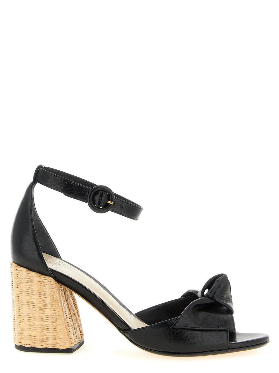 Alexandre Birman Raffia-Blocked Heel Sandals — Black