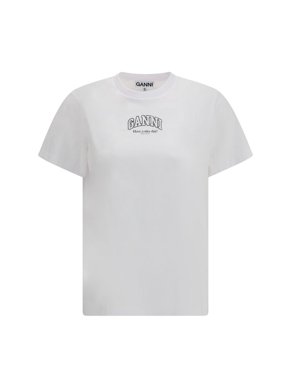 Ganni 100% COTTON t-shirt in white