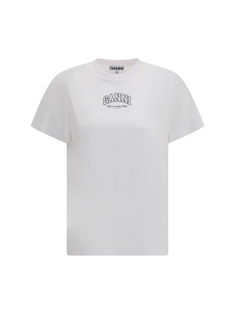 Ganni 100% COTTON t-shirt in white