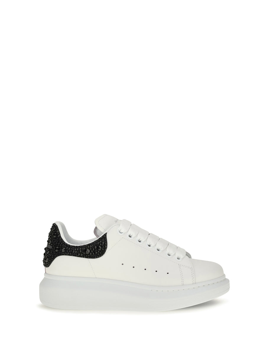 Oversized Sneakers With Suede Heel And Crystal Details Sand
