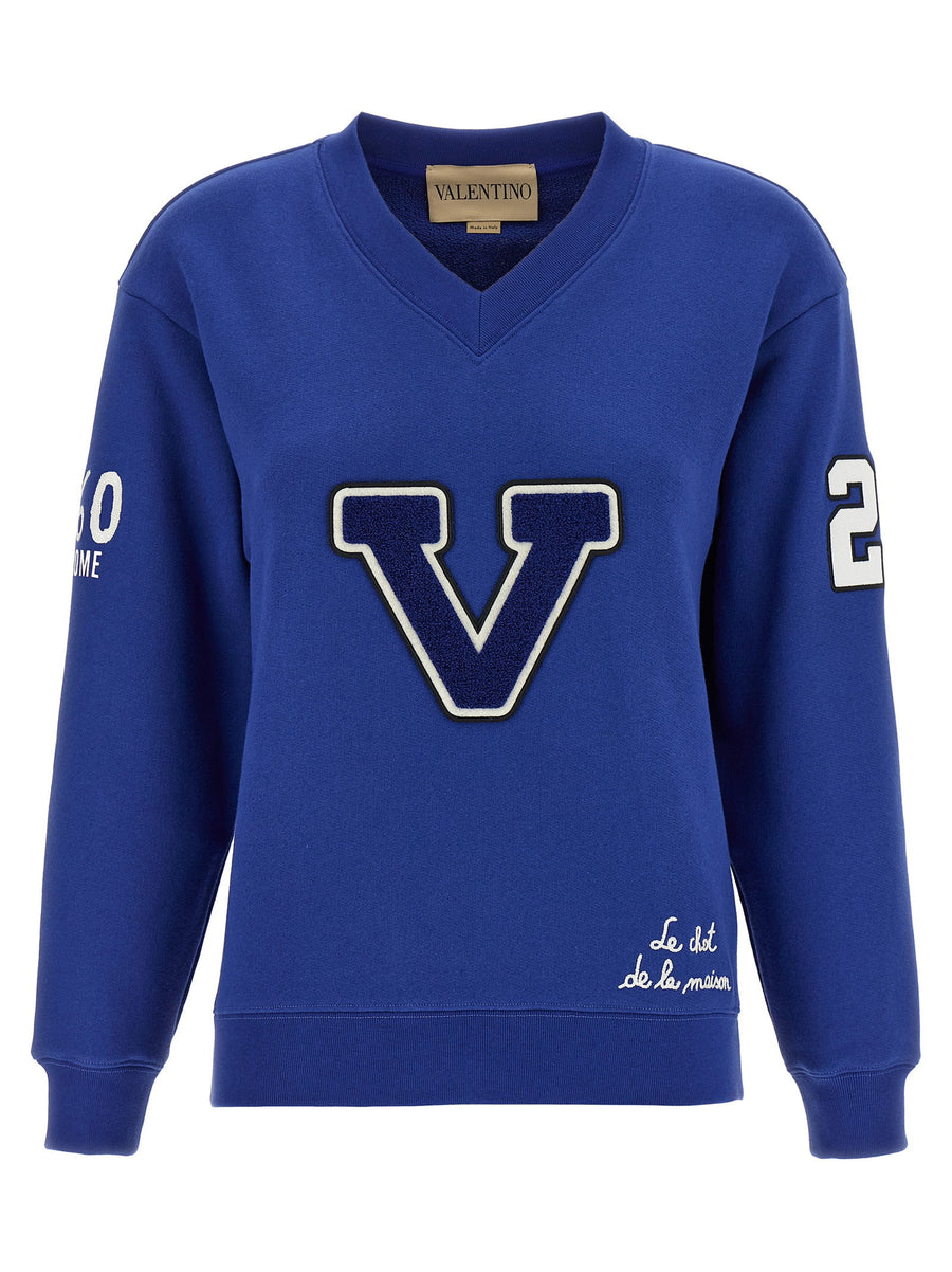 Valentino Garavani Logo-Embellished Cotton Sweatshirt — Blue