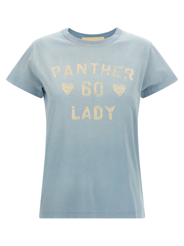 Valentino Garavani Panther Lady Logo Print T-shirt — Blue