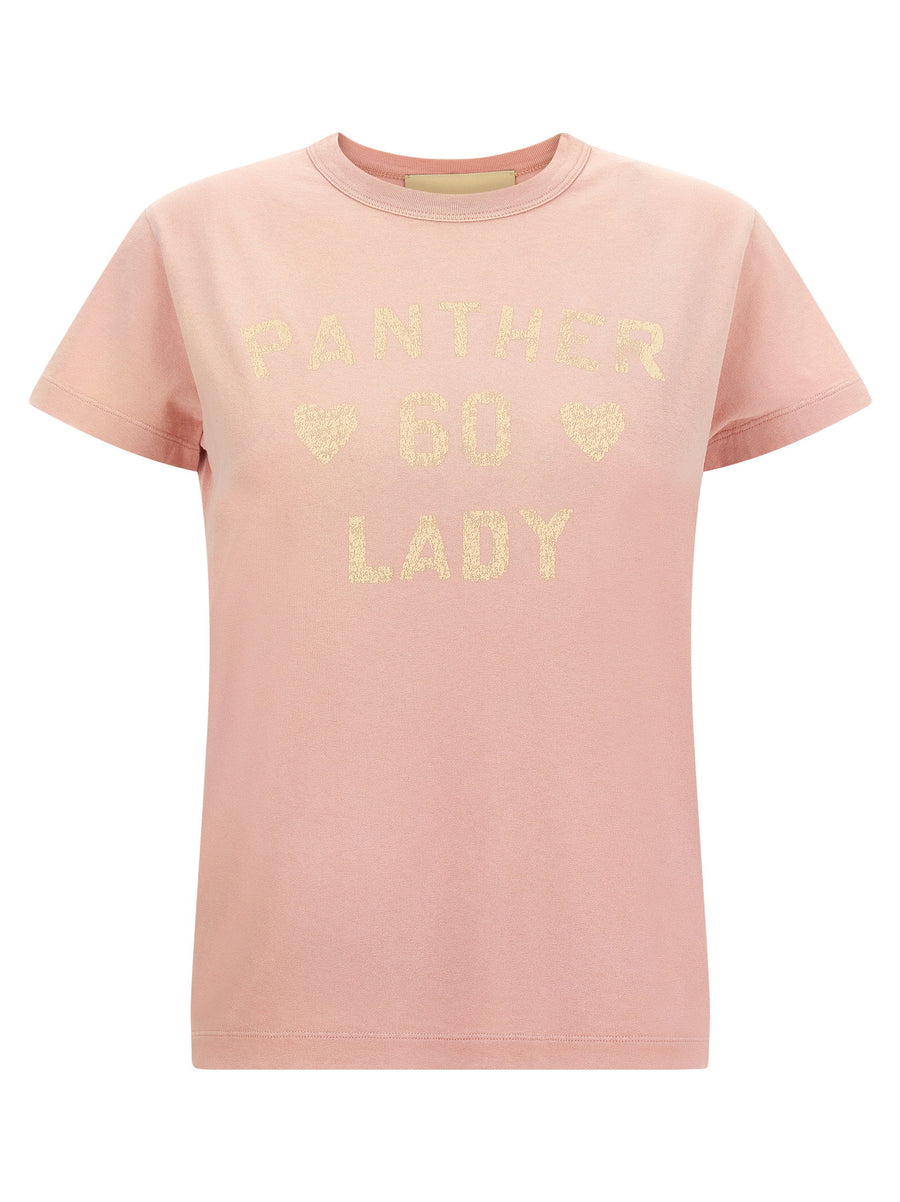 Valentino Garavani Metallic Logo Print T-shirt — Pink