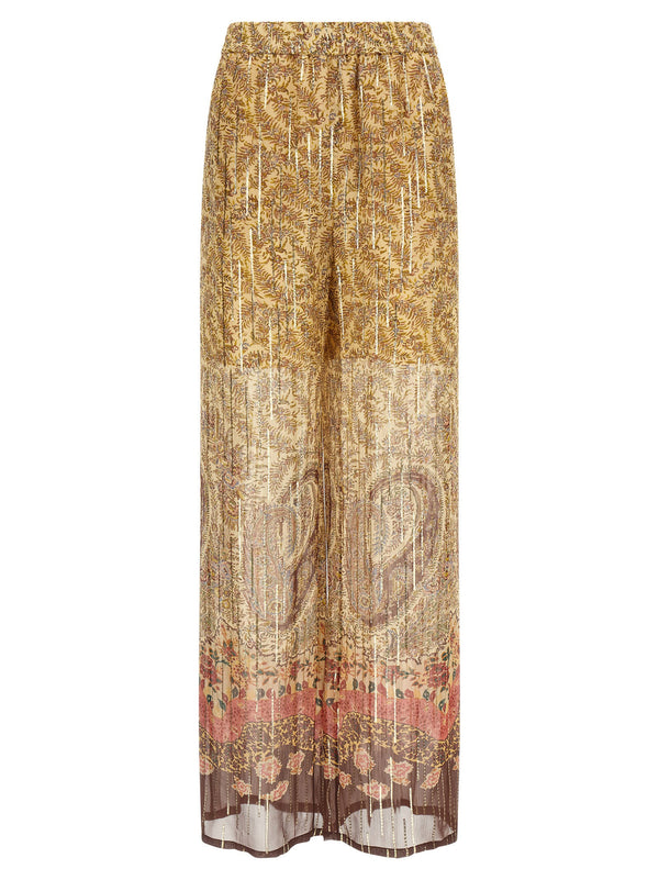 Valentino Garavani Silk with lamé thread trousers in gold