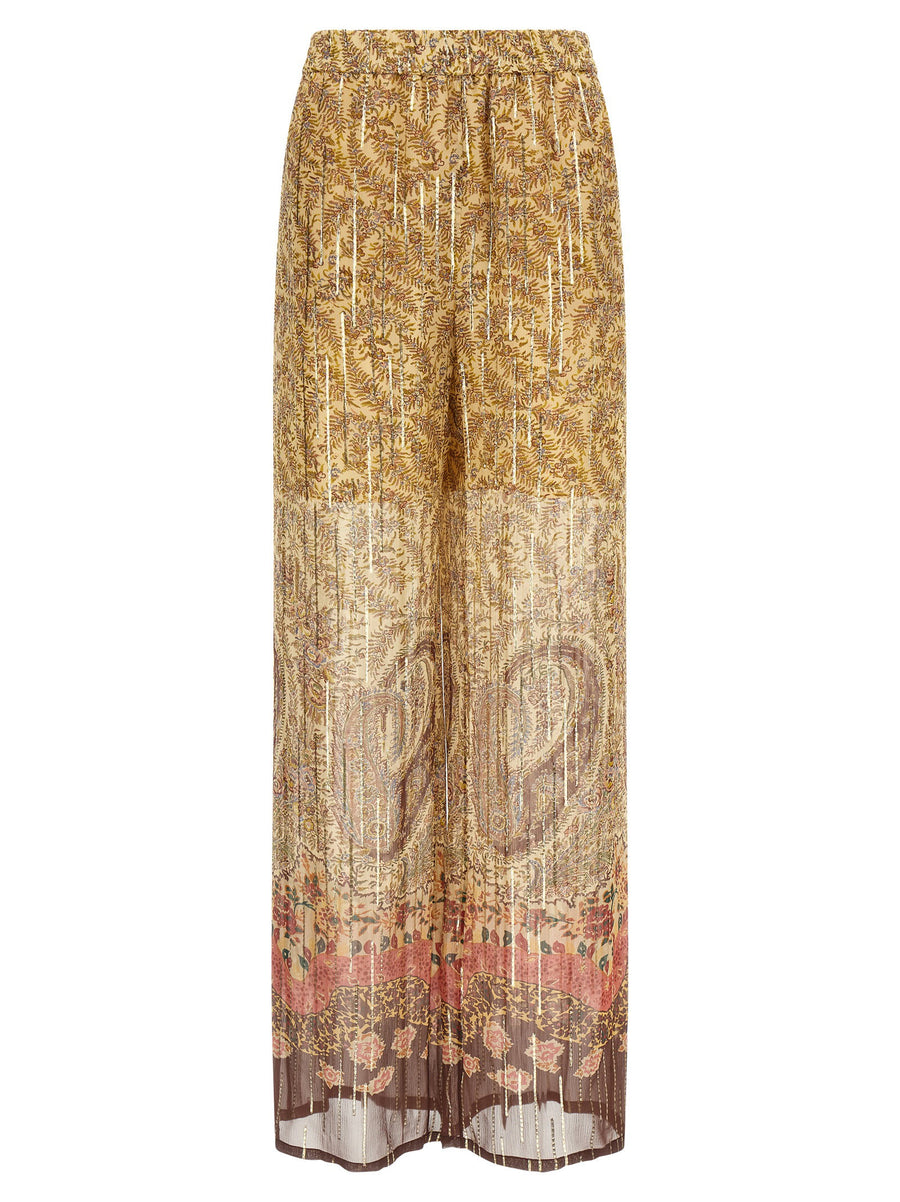 Valentino Garavani Silk with lamé thread trousers in gold