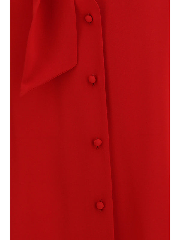 Blouse Silk Georgette Red Shirt