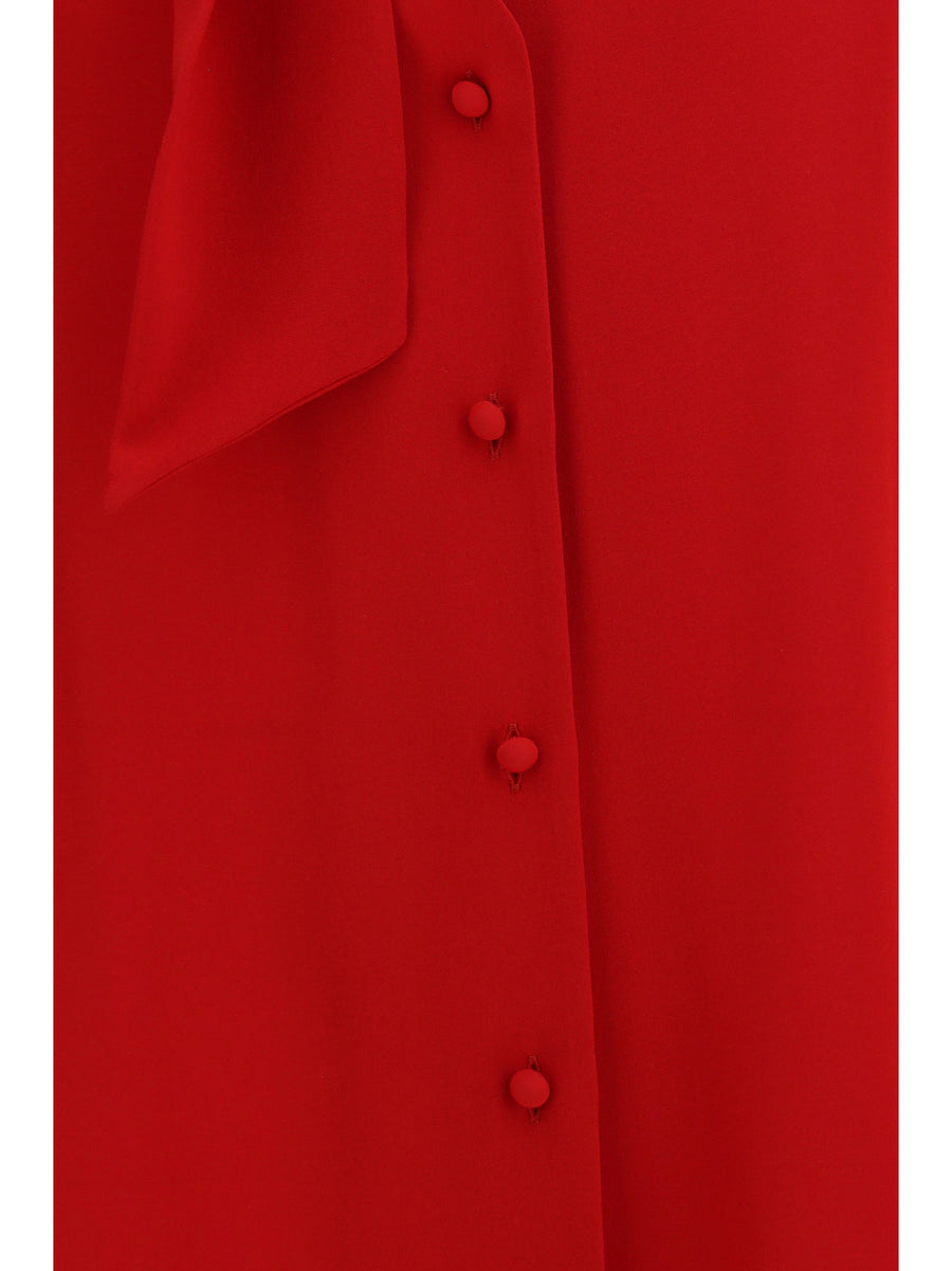 Blouse Silk Georgette Red Shirt