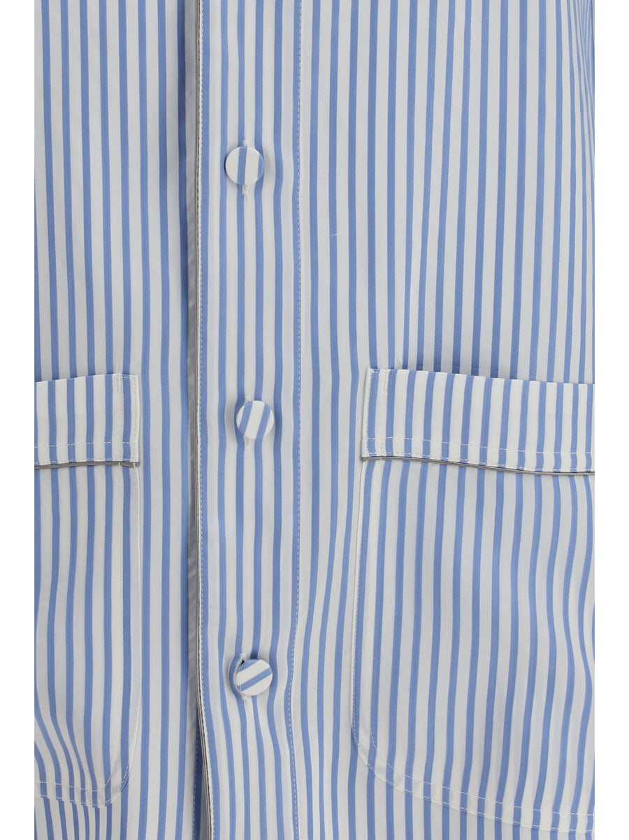 Silk Pj Shirt Sky Blue-Off White Blue/off