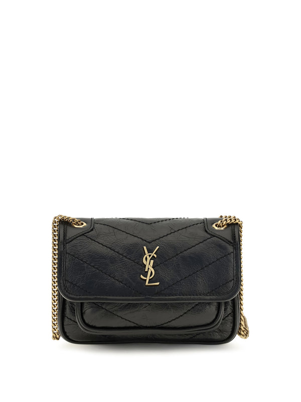 Saint Laurent 100% Calf Leather Bos Taurus shoulder bag in black