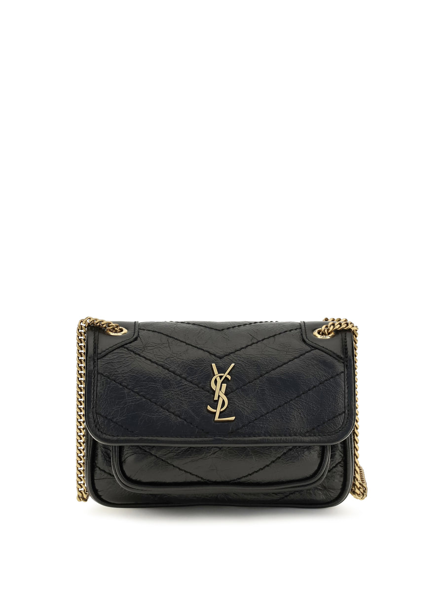 Saint Laurent 100% Calf Leather Bos Taurus shoulder bag in black