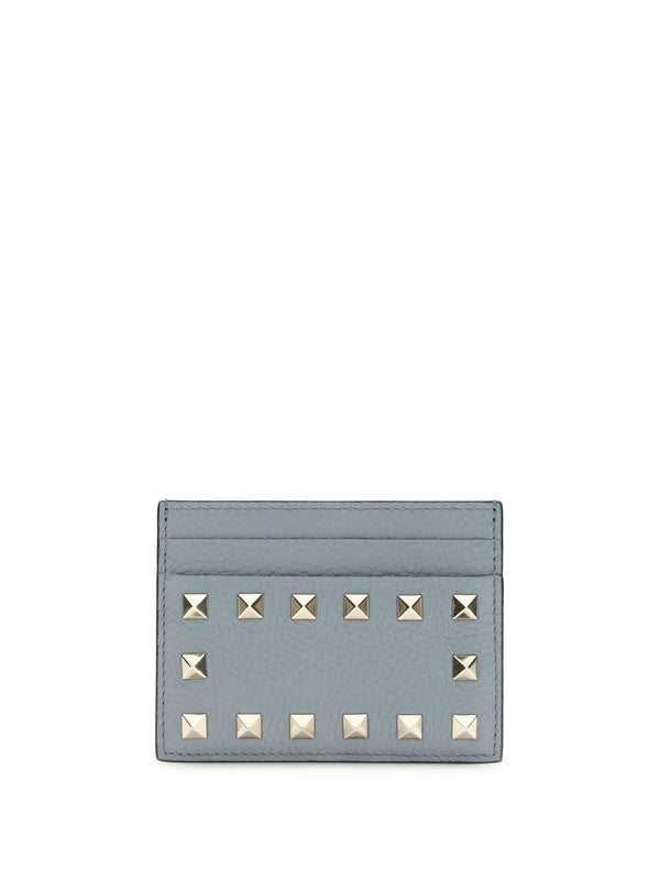 Valentino Garavani 100% calf leather Bos taurus card case in gray