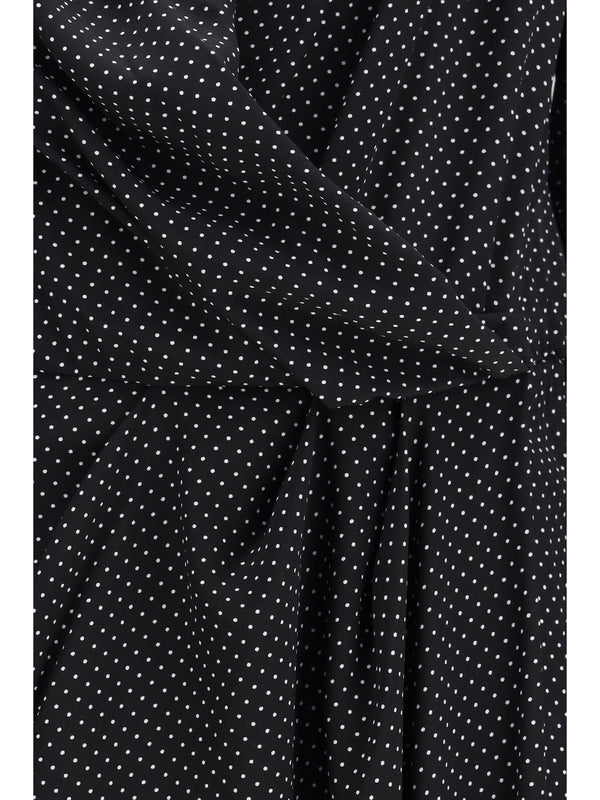 Dress Criss Cross Silk Polka-Dot Micro Black/white