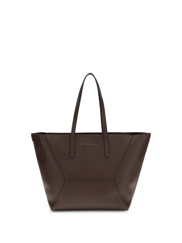 Brunello Cucinelli 100% Calf Leather Bos Taurus tote bag in burgundy