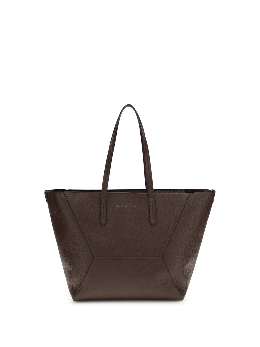 Brunello Cucinelli 100% Calf Leather Bos Taurus tote bag in burgundy