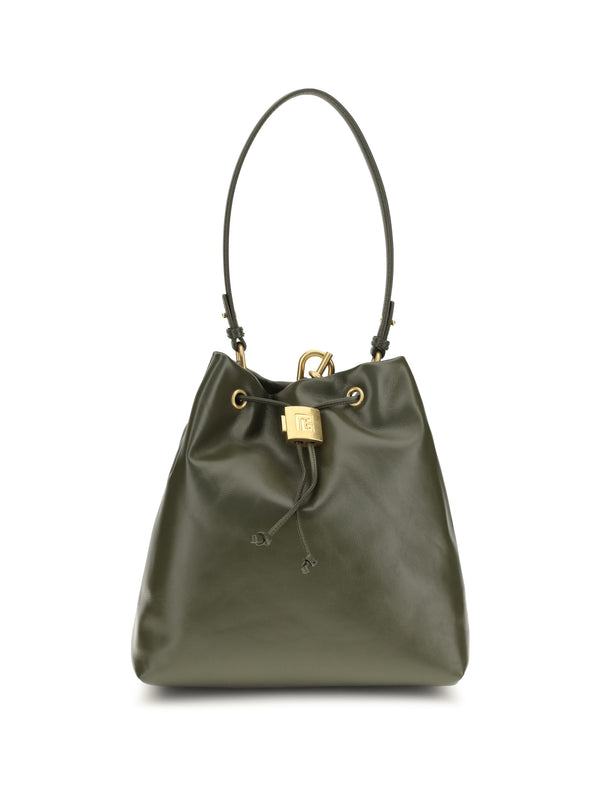 Balmain 100% calf leather (Bos taurus) shoulder bag in green