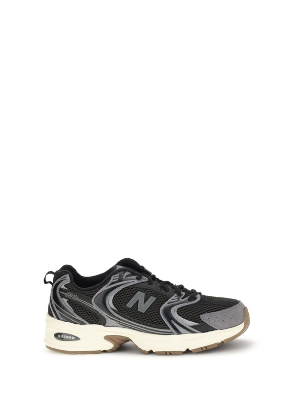 New Balance UPPER: 50% Calf Leather; UPPER: 50% Polyester; SOLE: 100% Rubber sneaker in gray