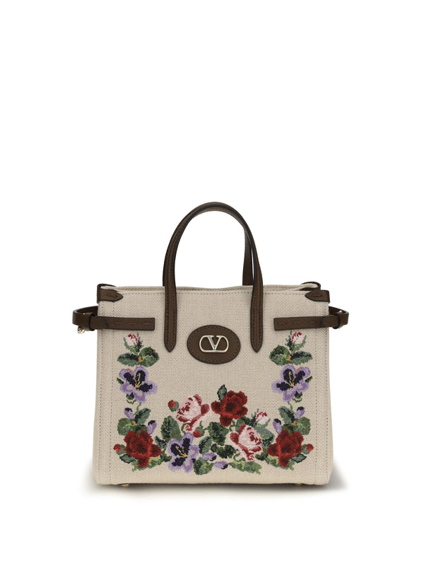 Valentino Garavani 100% linen top handle bag in beige