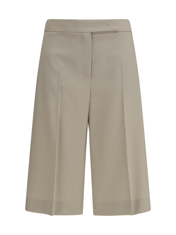 Max Mara 71% Fleece Wool; 18% Mohair; 11% Silk bermuda shorts in beige
