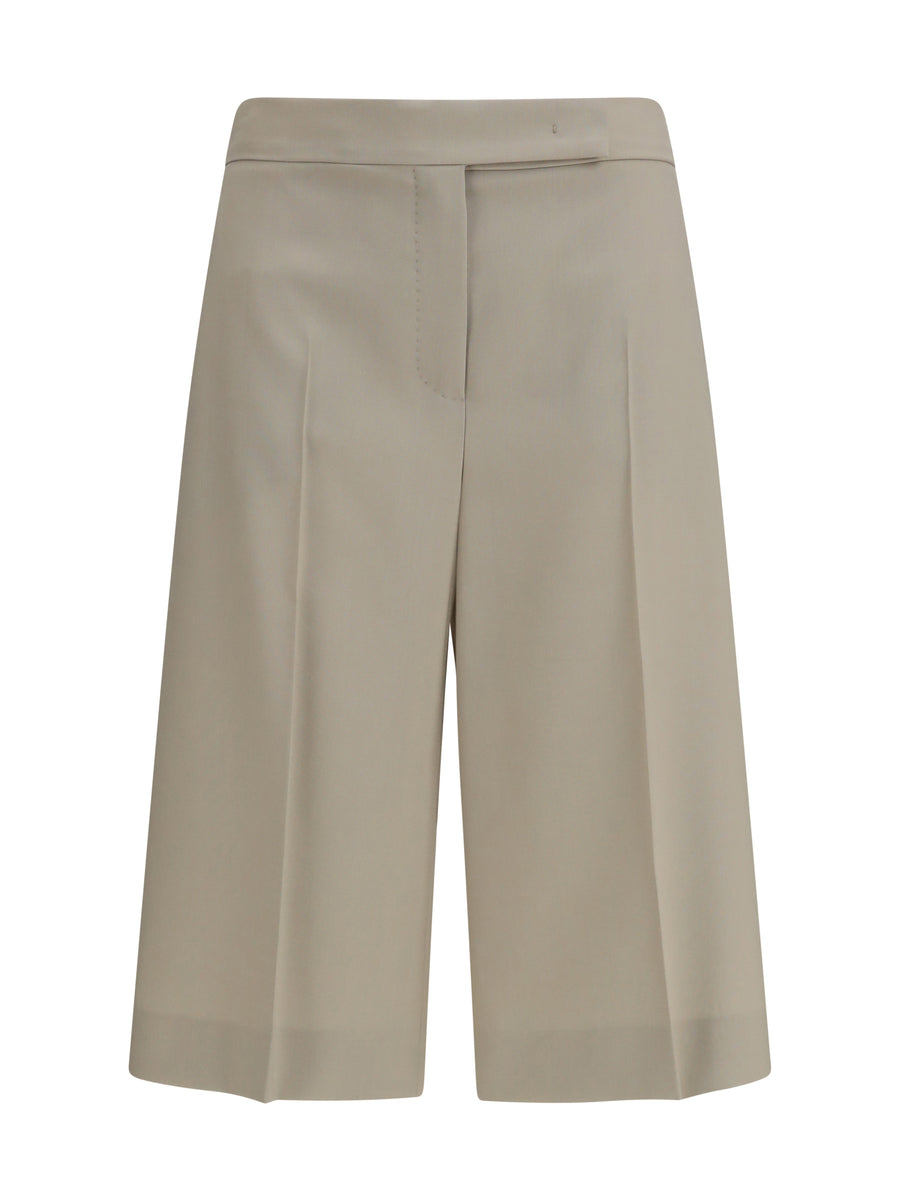 Max Mara 71% Fleece Wool; 18% Mohair; 11% Silk bermuda shorts in beige