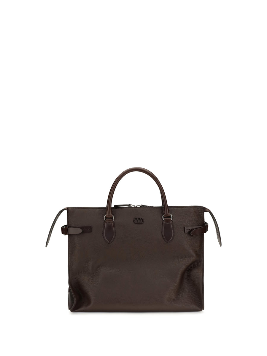 Valentino Garavani 100% calf leather Bos Taurus top handle bag in brown