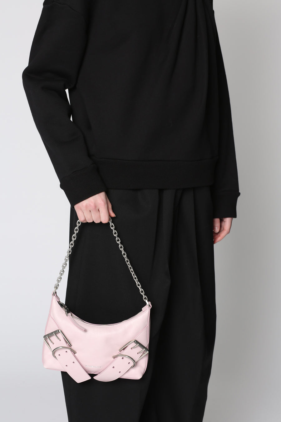 Voyou Leather Shoulder Bag Pink Calfskin Handbags